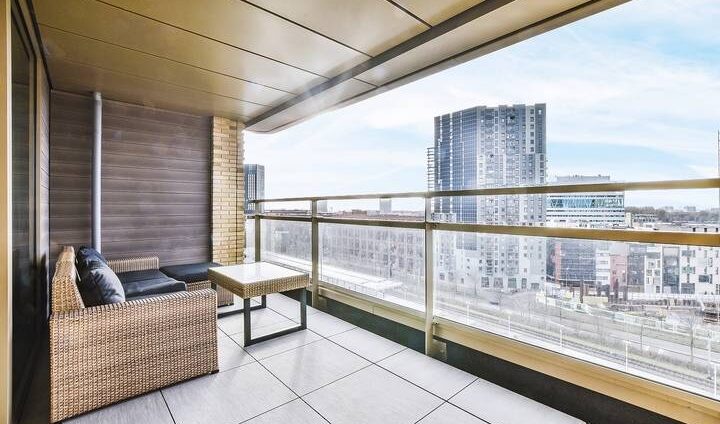 7 Modern Balcony Design Ideas for Condos & Apartments - Designer Deck - Outdoor Tiles (Wood